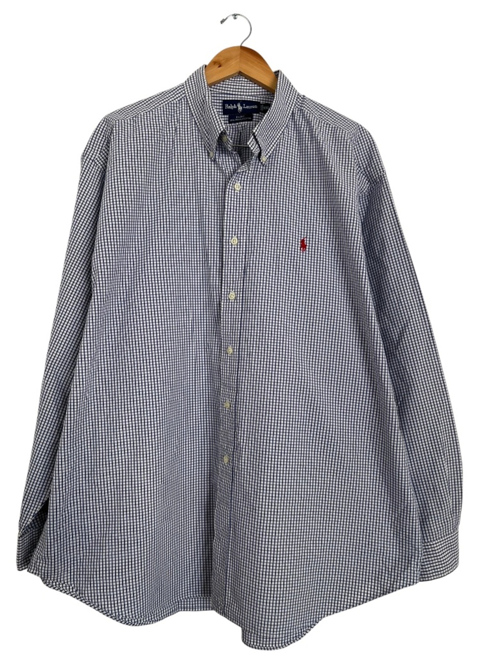 Ralph Lauren Blake Fit Navy Windowpane Button Down Shirt (XXL)
